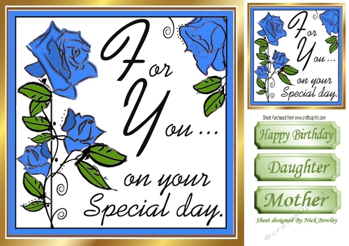 blue roses for you, on your special day 8x8