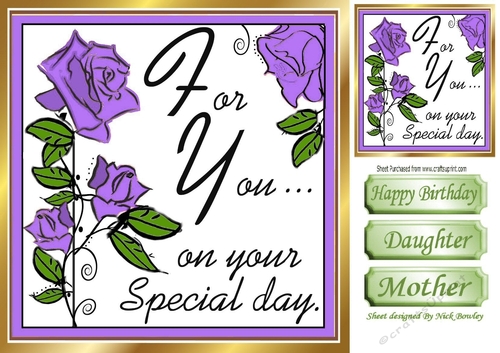 purple roses for you, on your special day 8x8