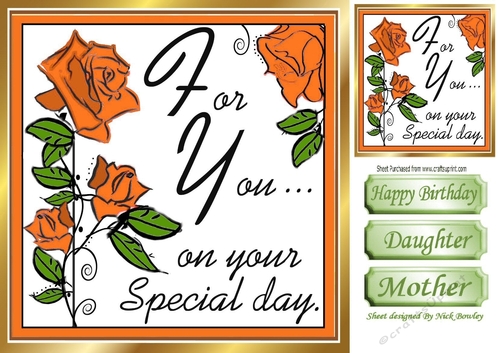 peach roses for you, on your special day 8x8