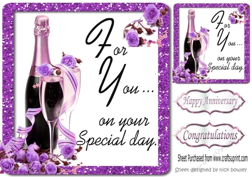 pretty purple roses and champagne for you 8x8