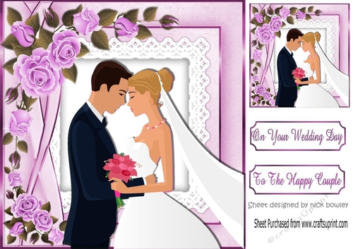 to the happy wedding couple with lilac roses 8x8