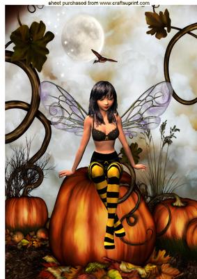 Pumkin Faerie Bee, A4 Topper