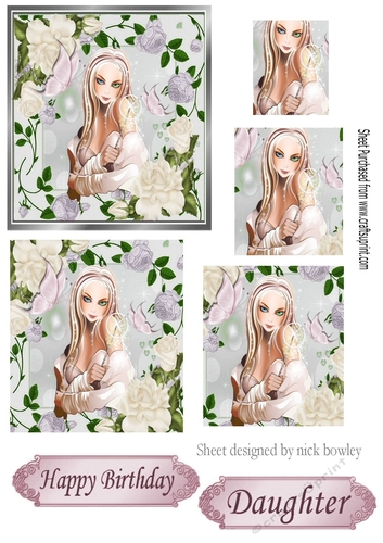 pretty fantasy lady with roses & butterflies pyramids