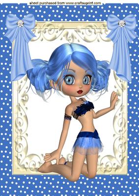 Cute Little Blueberry Girl A4 Topper