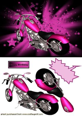 Pink Starry Night with Motorbike