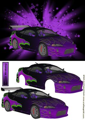 Purple Starry Night with Car