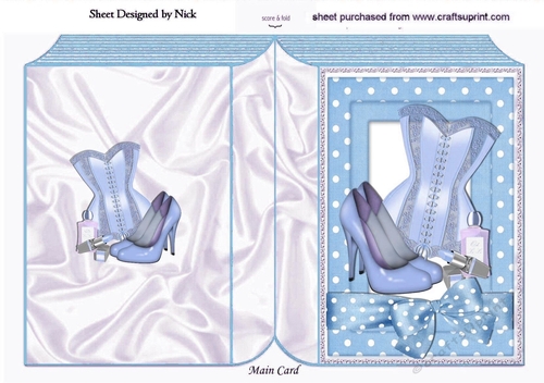 Ladies basque, shoes, makeup in blue polkadot folded book