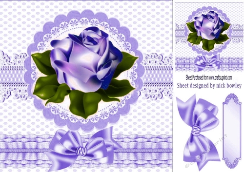 purple rose with bow 8x8