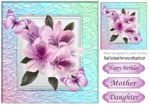 pretty rainbow frame with pink flowers & butterflies 8x8