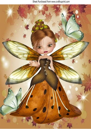 Autumn faerie in shades of brown A4 Leaf frame 