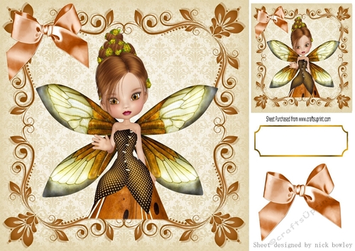 Autumn faerie in shades of brown 8X8 Filagree Leaf frame
