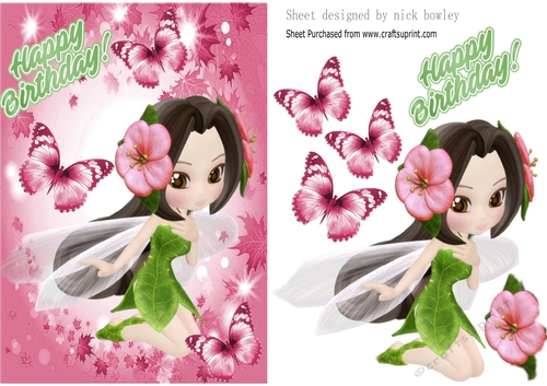pink flower faerie in shades of pink A5 Leaf frame