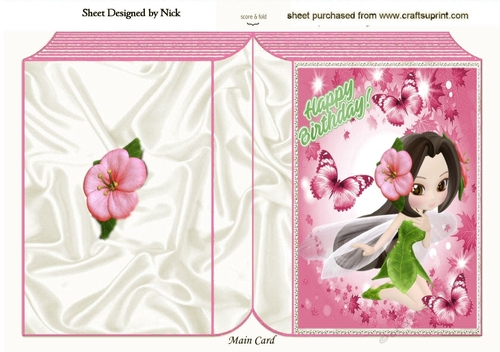 pink flower faerie in shades of pink A5 Leaf frame folded book