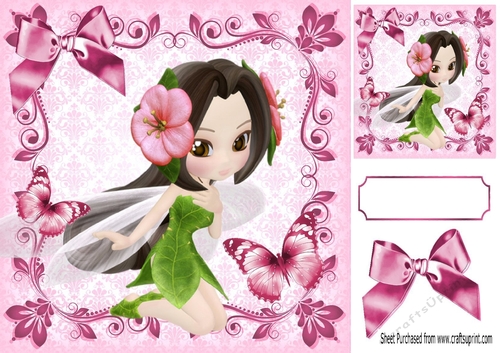 pink flower faerie in shades of pink 8x8 filagree Leaf frame