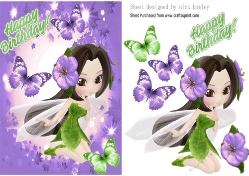 purple flower faerie in shades of purple A5 Leaf frame