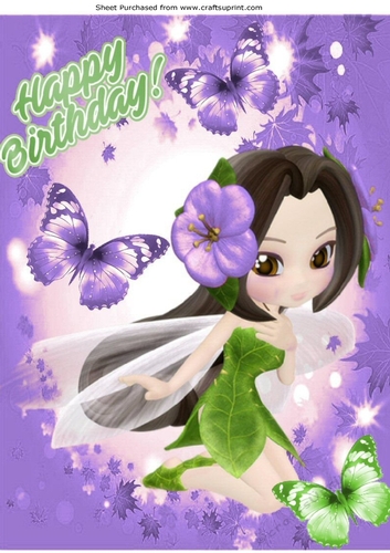 purple flower faerie in shades of purple A4 Leaf frame