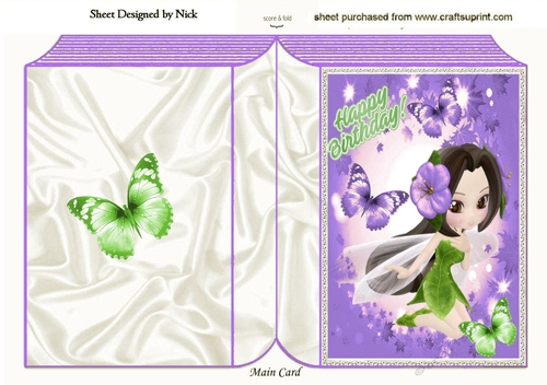 purple flower faerie in shades of purple A5 Leaf frame folded book