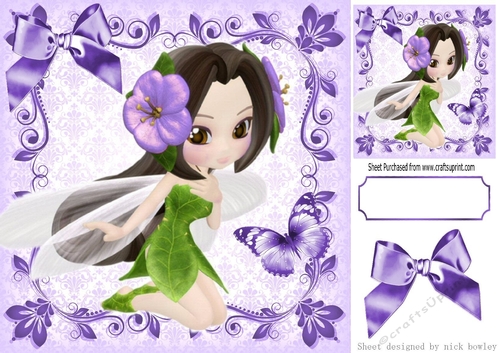 purple flower faerie in shades of purple 8x8 Filagree Leaf frame