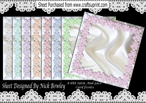 8 Lovely 8x8 Satin & Coloured Lace Card Fronts