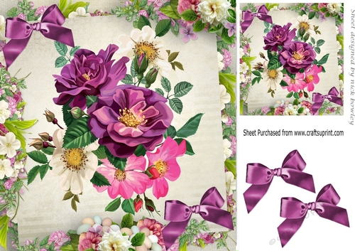 pretty pink/lilac shades of blooming flowers in flower frame 8x8