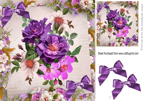 pretty purple/lilac shades of blooming flowers in flower frame 8x8