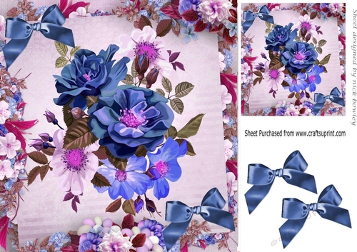 pretty blue shades of blooming flowers in flower frame 8x8