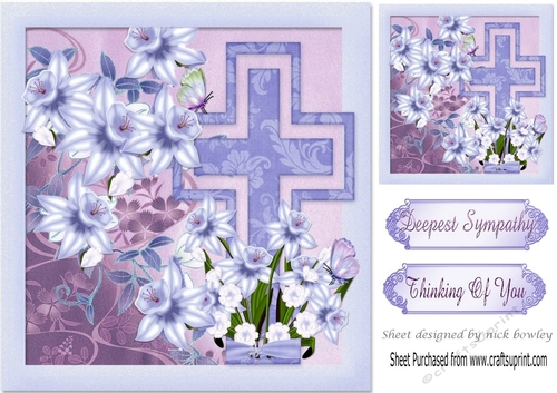 pretty daffs with purple cross (sympathy) 8x8