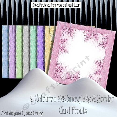 8 Lovely Coloured Snow Flake Frames With Borders (Christmas Set)