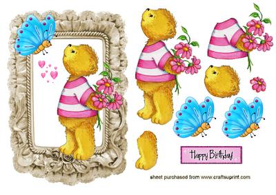 Cute Little Teddy with Butterfly