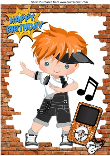 Boy Dancing Hip Hop With MP3 Player A4
