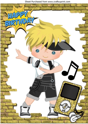 Boy blond hair Dancing Hip Hop With MP3 Player A4
