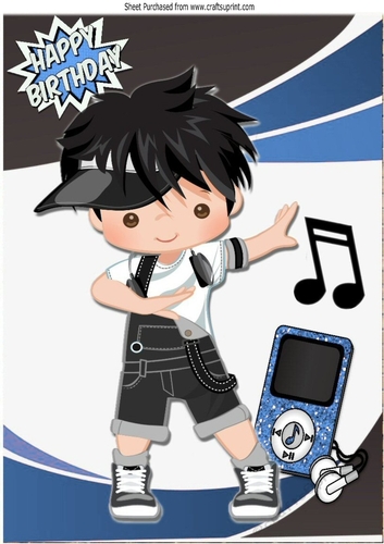Hip Hop Boy Dancing in Blue/Black Abstract A4 Frame