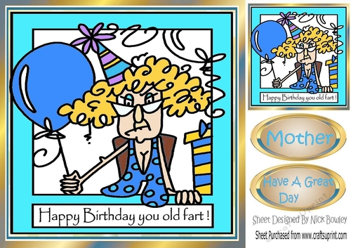 Friend Happy Birthday you old fart with blue balloons 8x8