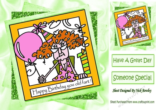 Friend Happy Birthday you old fart with balloons (green stackers) 8x8