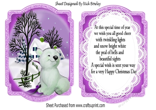 cute kitten with roses/flowers in lilac polkadot frame