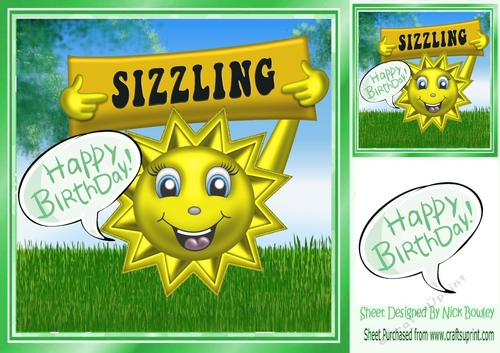 Happy Sunny  SIZZLING Birthday 8x8