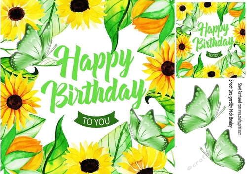 Sunny sun flowers and butterflies for you 8x8