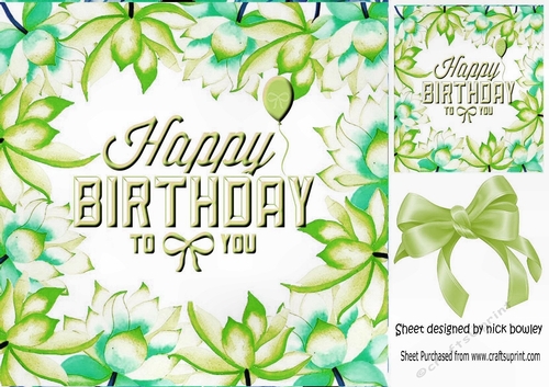 Pretty lime and turq flower birthday frame 8x8