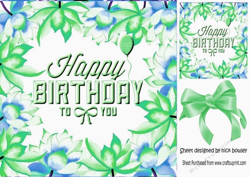 Pretty green and blue flower birthday frame 8x8