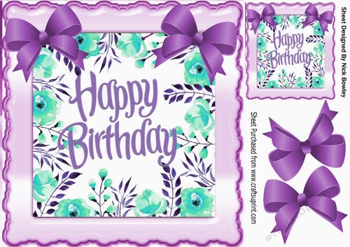 Pretty floral scalloped frame with corner lilac bows
