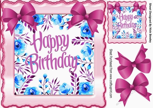 Pretty floral scalloped frame with corner pink bows