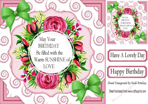 Birthday filled with sunshine and love floral green bow 8x8