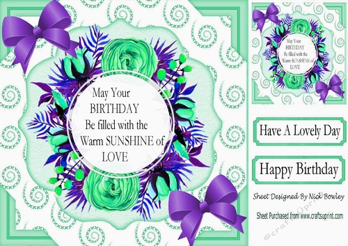 Birthday filled with sunshine and love floral purple bow 8x8