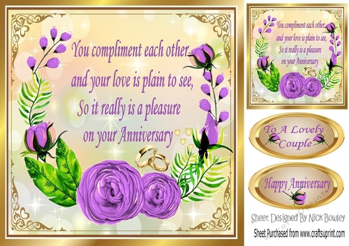 pretty purple rose with gold for Anniversary 8x8