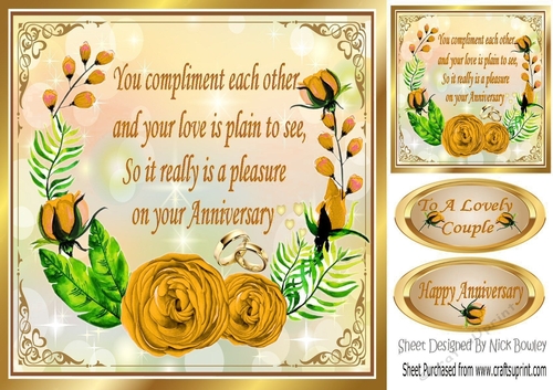 pretty gold rose with gold rings for Anniversary 8x8