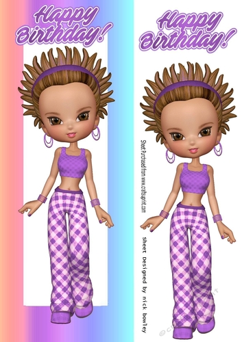 Trendy girl in purple gingham tall DL