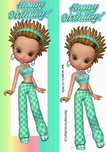 Trendy girl in turq tall DL