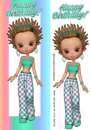 Trendy girl in turq gingham tall DL