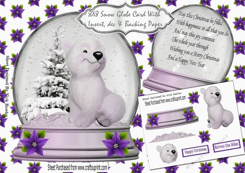 Cute polar bear in snow globe with tree (lilac) 8x8 Mini Kit