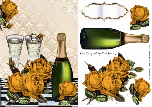 pretty gold roses with champagne A5